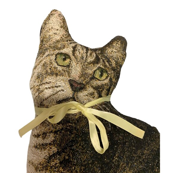 Siamese Cat Pillow Plush Stuffed Toy Throw 16 in Tall Yellow Ribbon Realistic - Picture 2 of 4